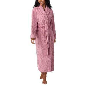 Room Service Women's Cable Knit Cozy Wrap Robe with Pockets